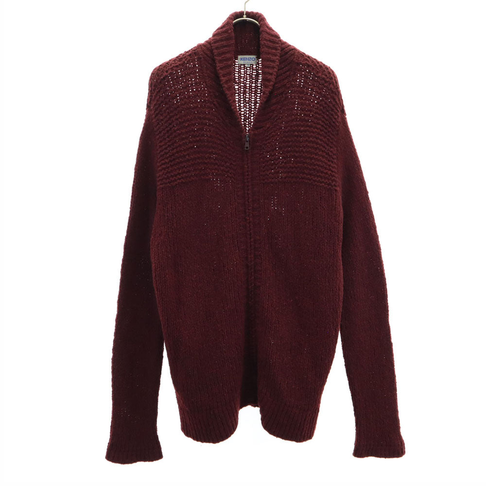 KENZO HOMME ケンゾーオム 日本製 ウールブレンド ニットジャケット 3 ボルドー カーディガン レディース