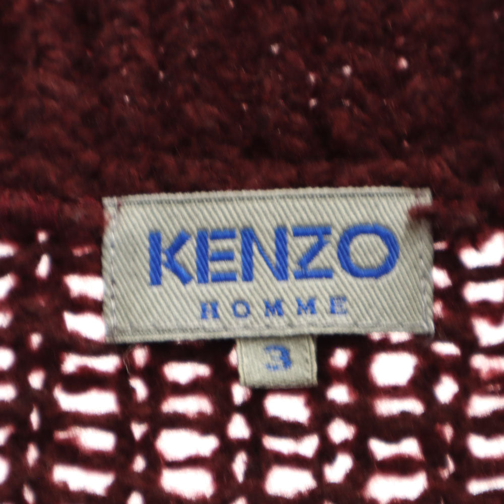KENZO HOMME ケンゾーオム 日本製 ウールブレンド ニットジャケット 3 ボルドー カーディガン レディース