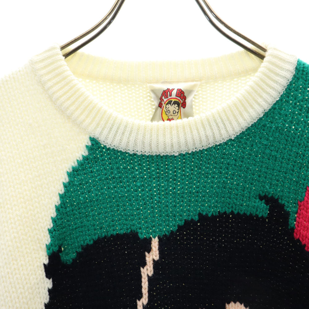 ベティブープ 90s アクリル オールド 長袖 セーター M 白系 BETTY BOOP ニット メンズ