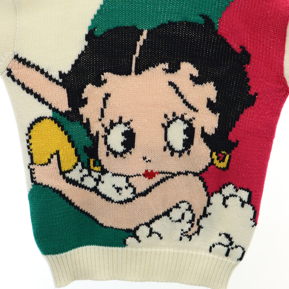 ベティブープ 90s アクリル オールド 長袖 セーター M 白系 BETTY BOOP ニット メンズ