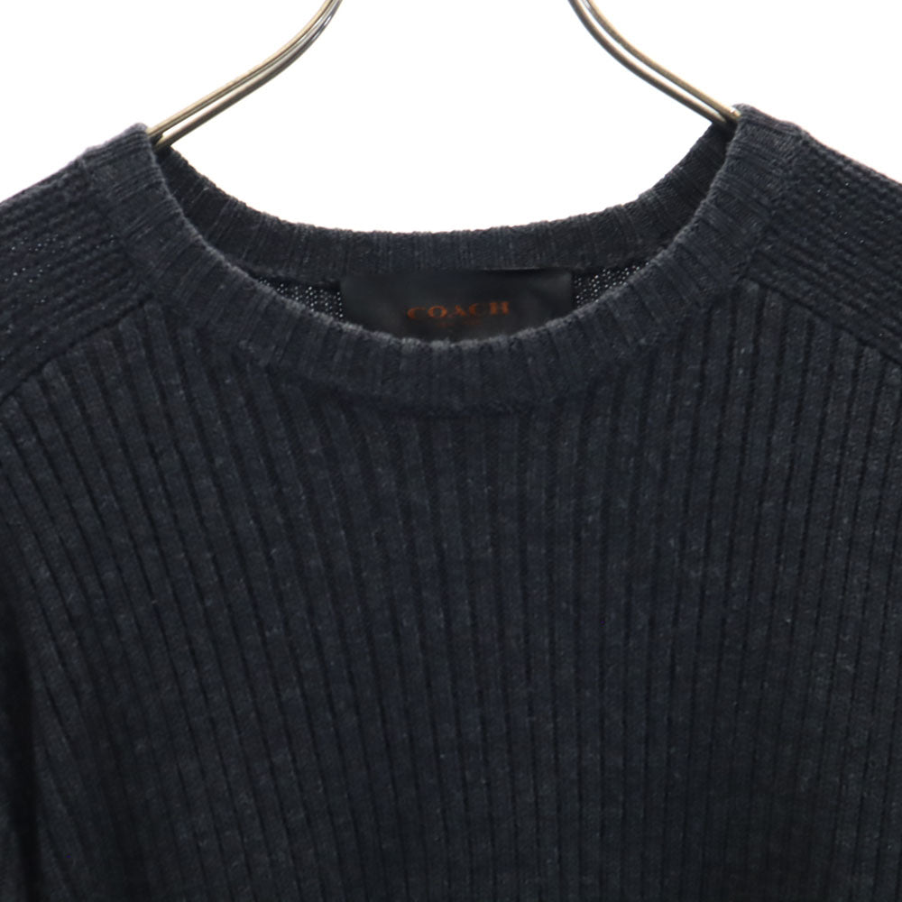 COACH コーチ ウール 長袖 エルボーパッチ セーター XS ブラック ニット メンズ
