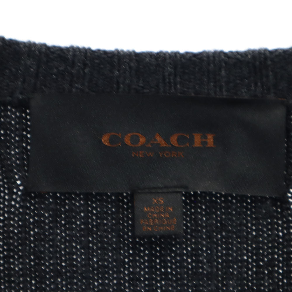 COACH コーチ ウール 長袖 エルボーパッチ セーター XS ブラック ニット メンズ