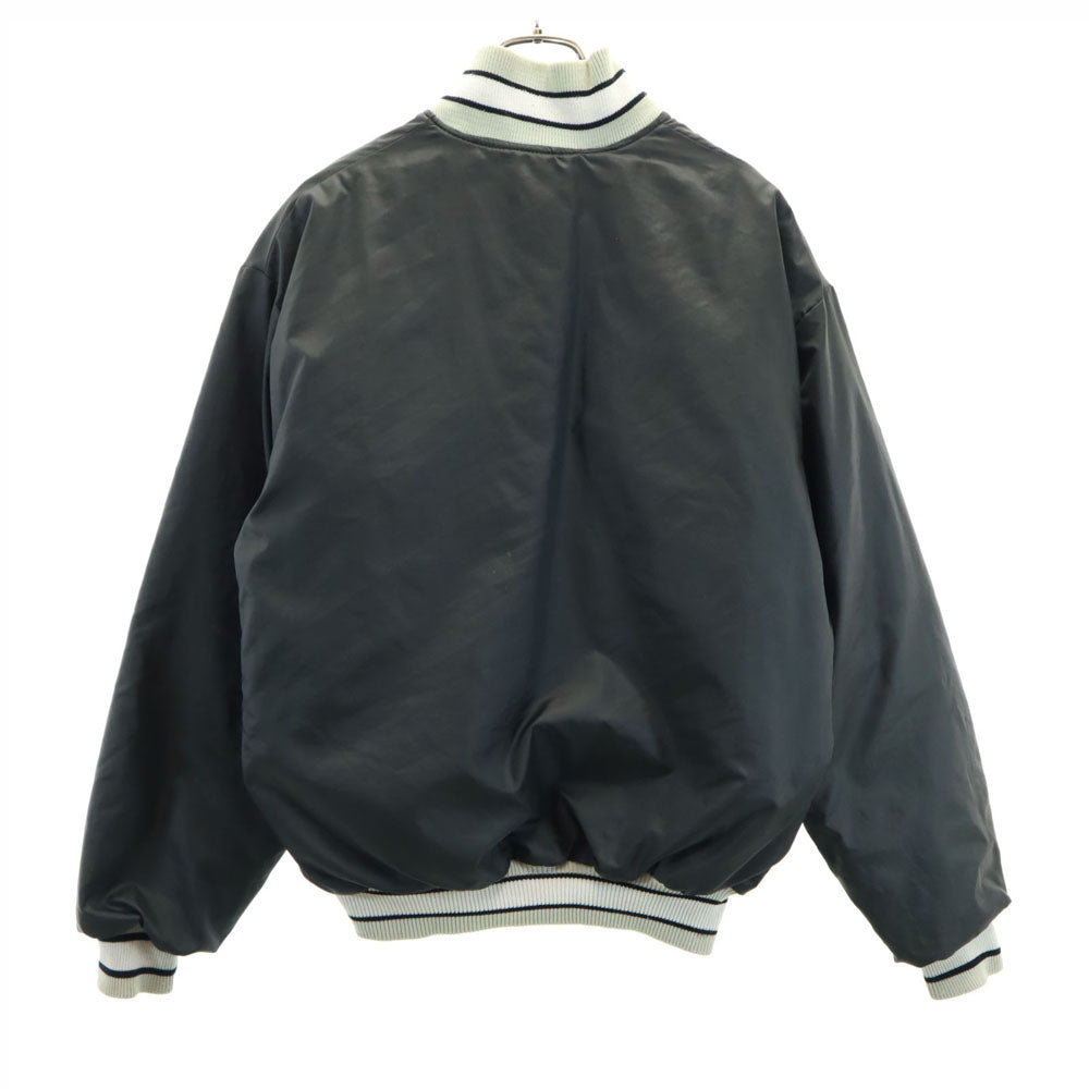 デロング 80s USA製 ヴィンテージ ハーフジップ ナイロンジャケット L ブラック DeLONG NFL RAIDERS プルオーバー 裏キルティング メンズ