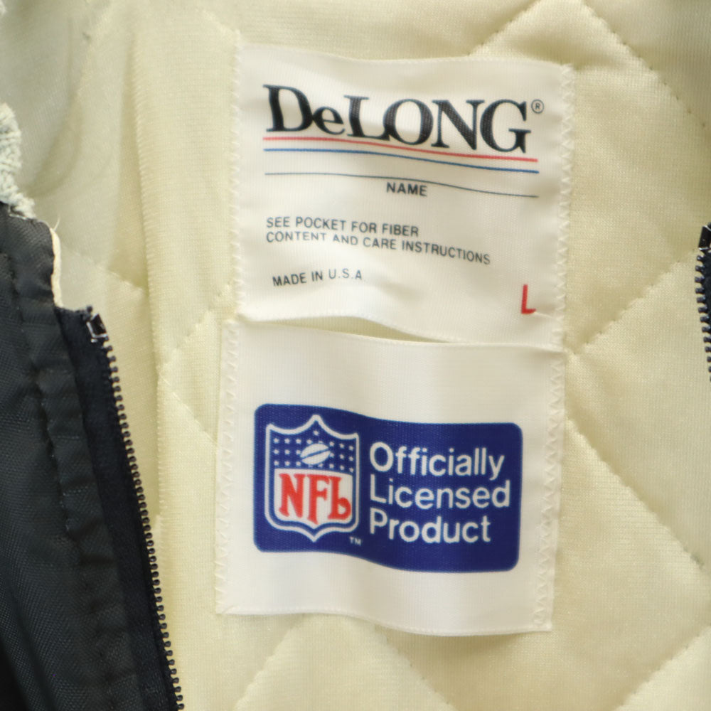 デロング 80s USA製 ヴィンテージ ハーフジップ ナイロンジャケット L ブラック DeLONG NFL RAIDERS プルオーバー 裏キルティング メンズ