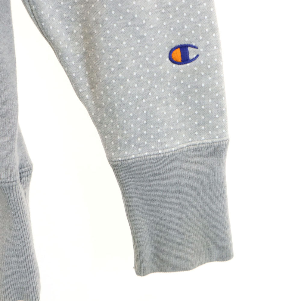 Champion チャンピオン ビームス別注 青単 復刻 ドット柄 長袖 リバースウィーブ スウェットパーカー S グレー x BEAMS レディース