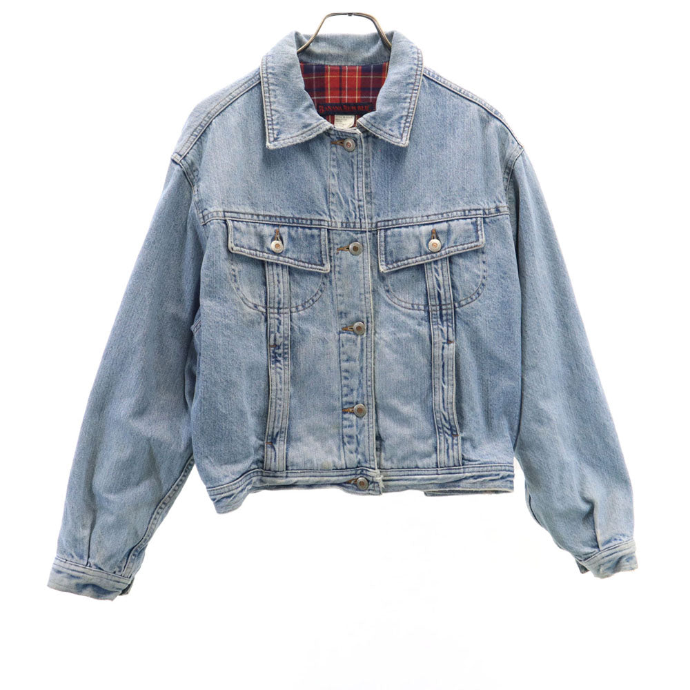 Banana Republic バナナリパブリック 80s 90s USA製 オールド 長袖 デニムジャケット S 裏チェック ジージャン レディース