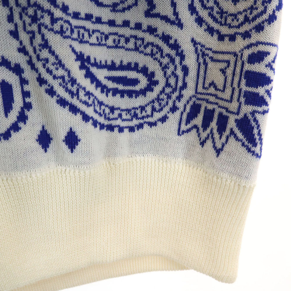 未使用 PHENOMENON フェノメノン ウール ペイズリー柄 長袖 セーター L ホワイト ニット レディース