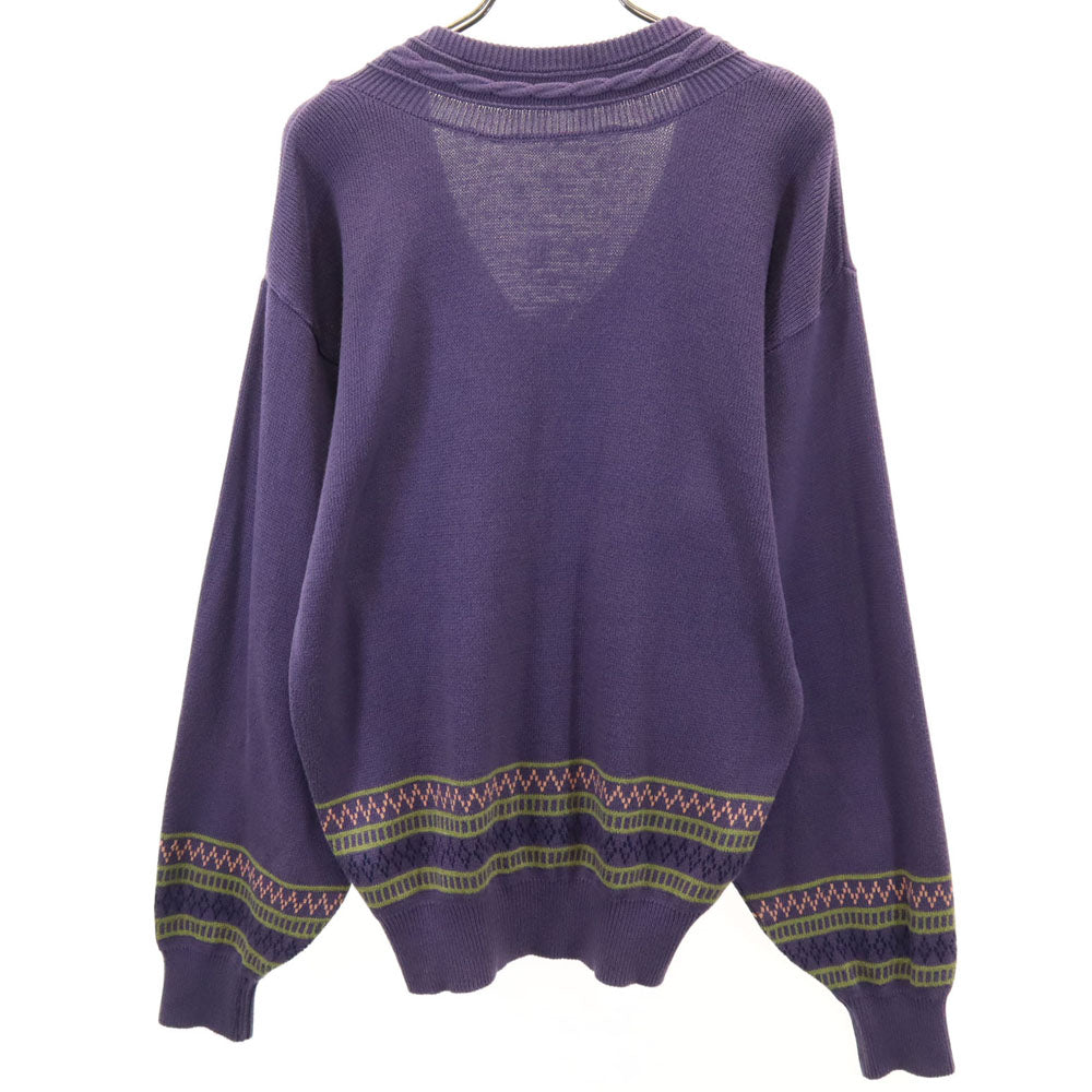 Christian Dior SPORTS クリスチャンディオールスポーツ 90s オールド コットンニット 長袖 Vネック セーター パープル ニット レディース