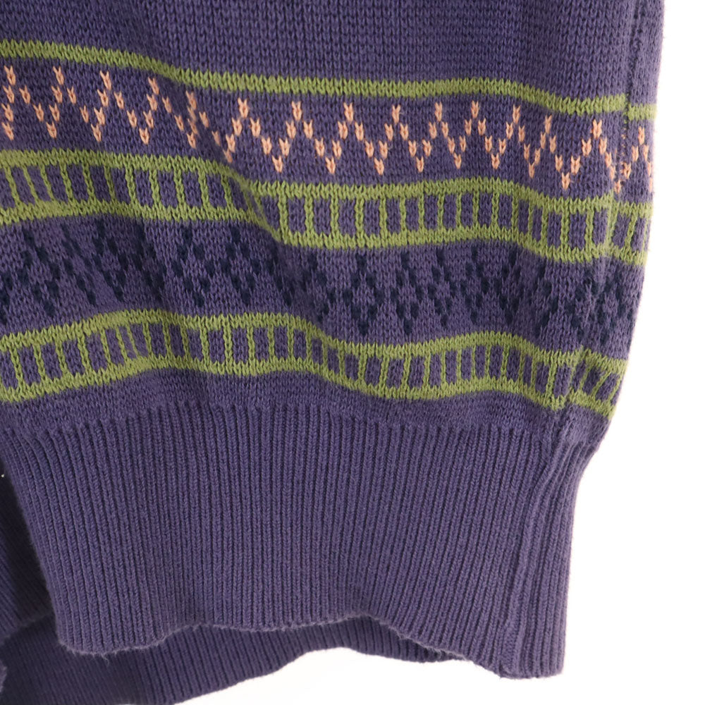 Christian Dior SPORTS クリスチャンディオールスポーツ 90s オールド コットンニット 長袖 Vネック セーター パープル ニット レディース