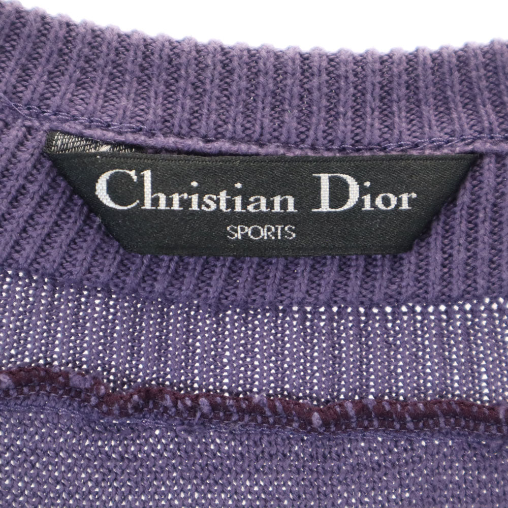 Christian Dior SPORTS クリスチャンディオールスポーツ 90s オールド コットンニット 長袖 Vネック セーター パープル ニット レディース