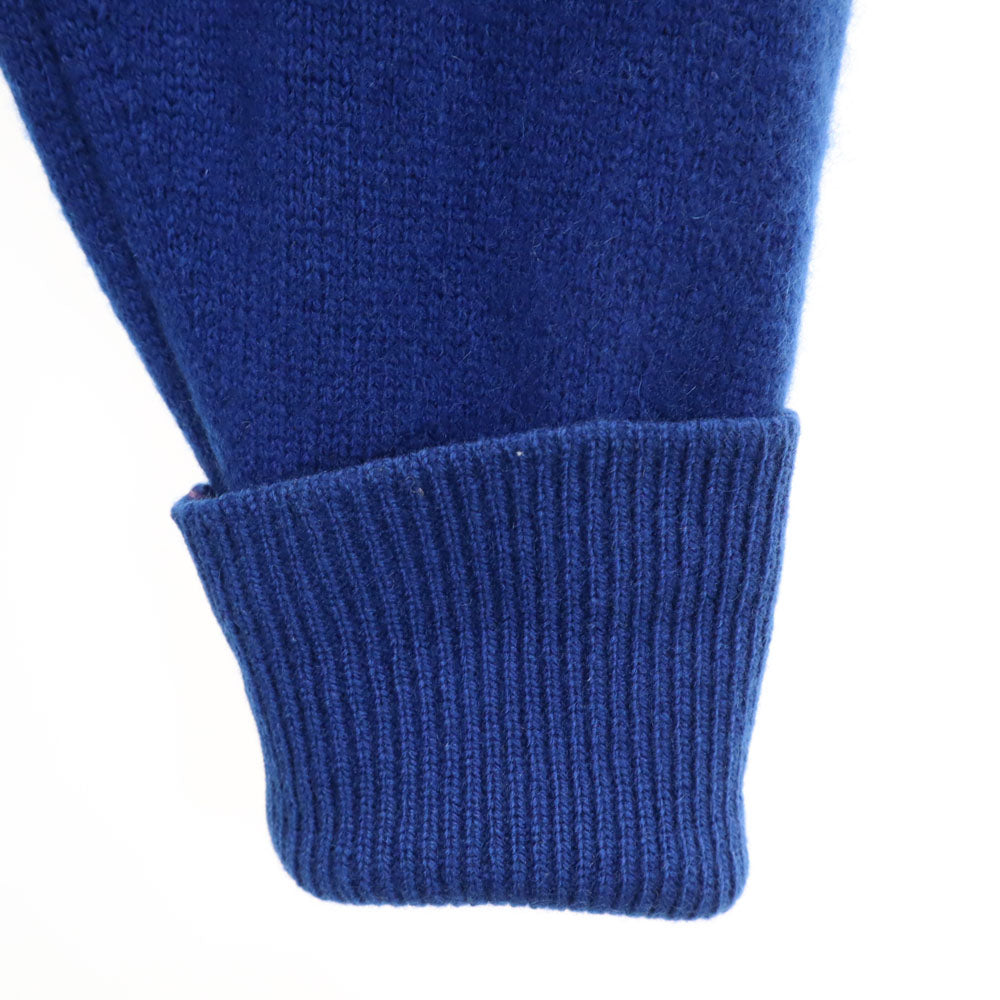 Aquascutum アクアスキュータム 70s 80s カシミヤ100% ヴィンテージ 長袖 Vネック セーター 青紺 ニット レディース