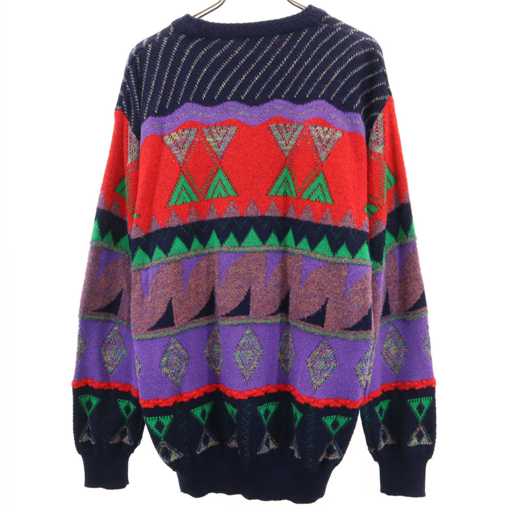 カルロルナ 80s 90s イタリア製 オールド 長袖 セーター 48 濃紺 他 ニット メンズ