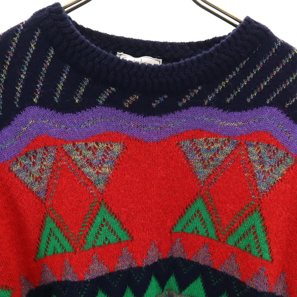 カルロルナ 80s 90s イタリア製 オールド 長袖 セーター 48 濃紺 他 ニット メンズ