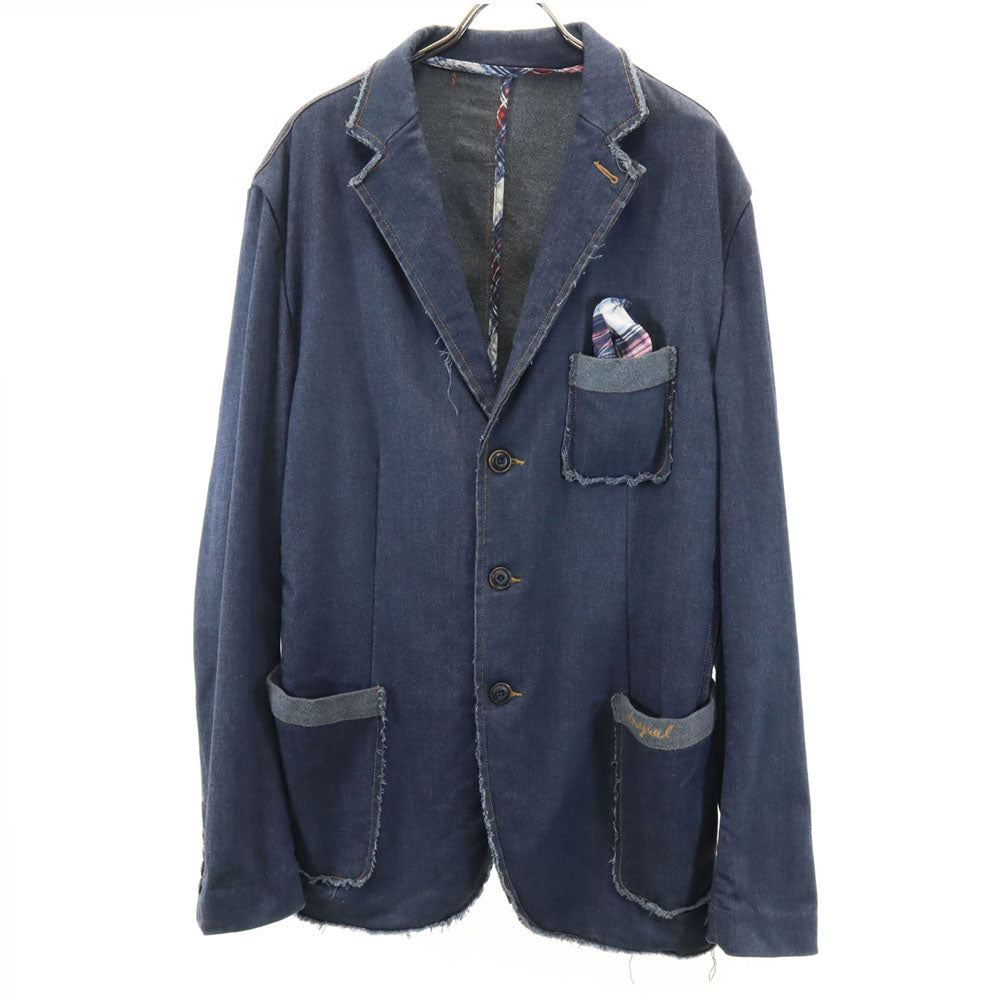 デシグアル カットオフ加工 ストレッチデニム ブレザー 54 インディゴブルー Desigual man テーラードジャケット メンズ