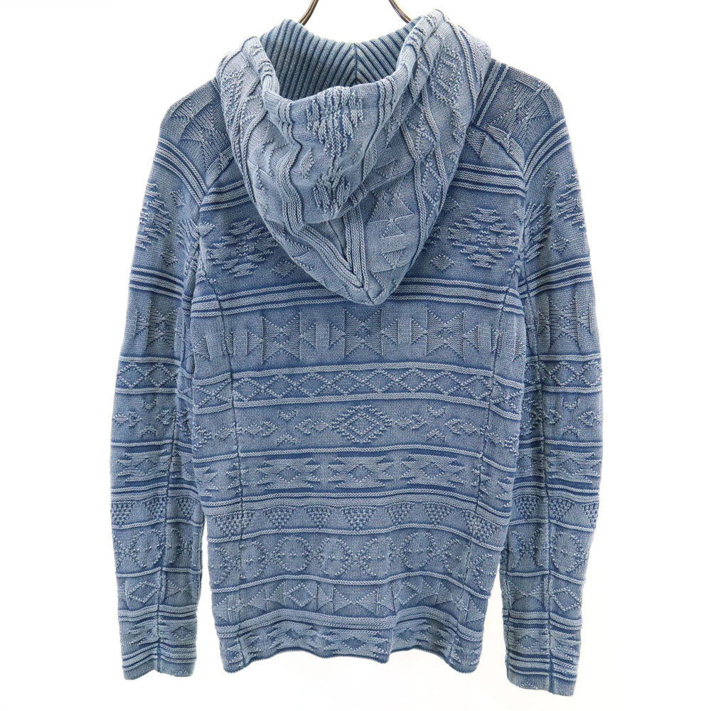 1PIU1UGUALE3 RELAX ウノピュウノウグァーレトレリラックス 長袖 ブラスト加工 ジップパーカー S ブルー メンズ