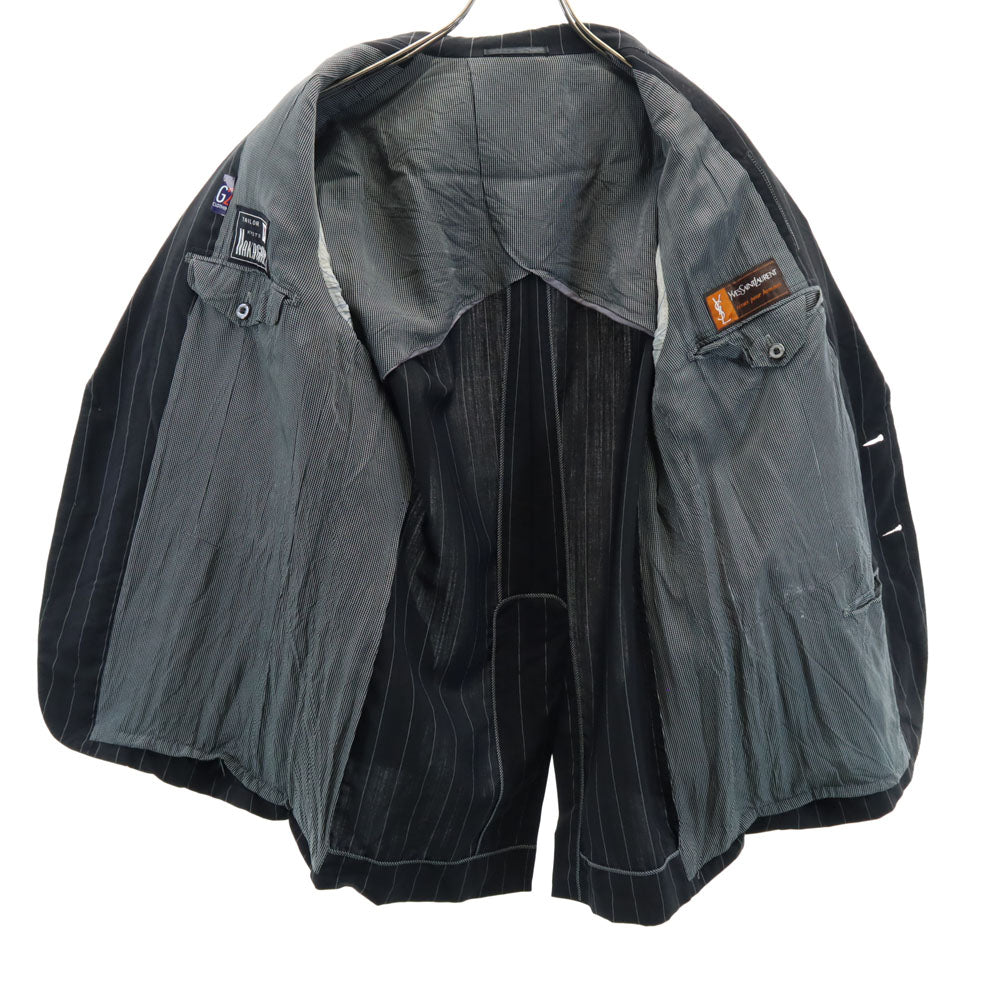 YVES SAINT LAURENT イヴサンローラン 90s オールド ストライプ 長袖 テーラードジャケット ブラック系 メンズ