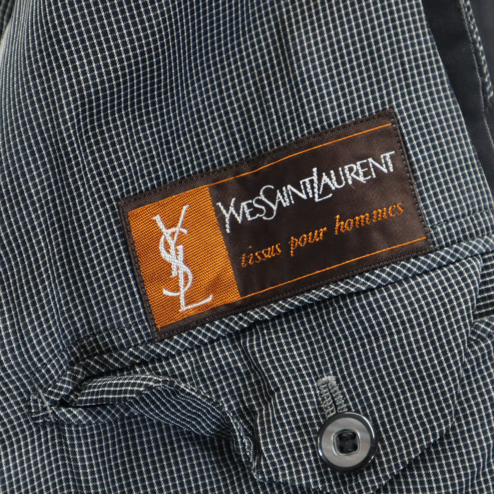 YVES SAINT LAURENT イヴサンローラン 90s オールド ストライプ 長袖 テーラードジャケット ブラック系 メンズ