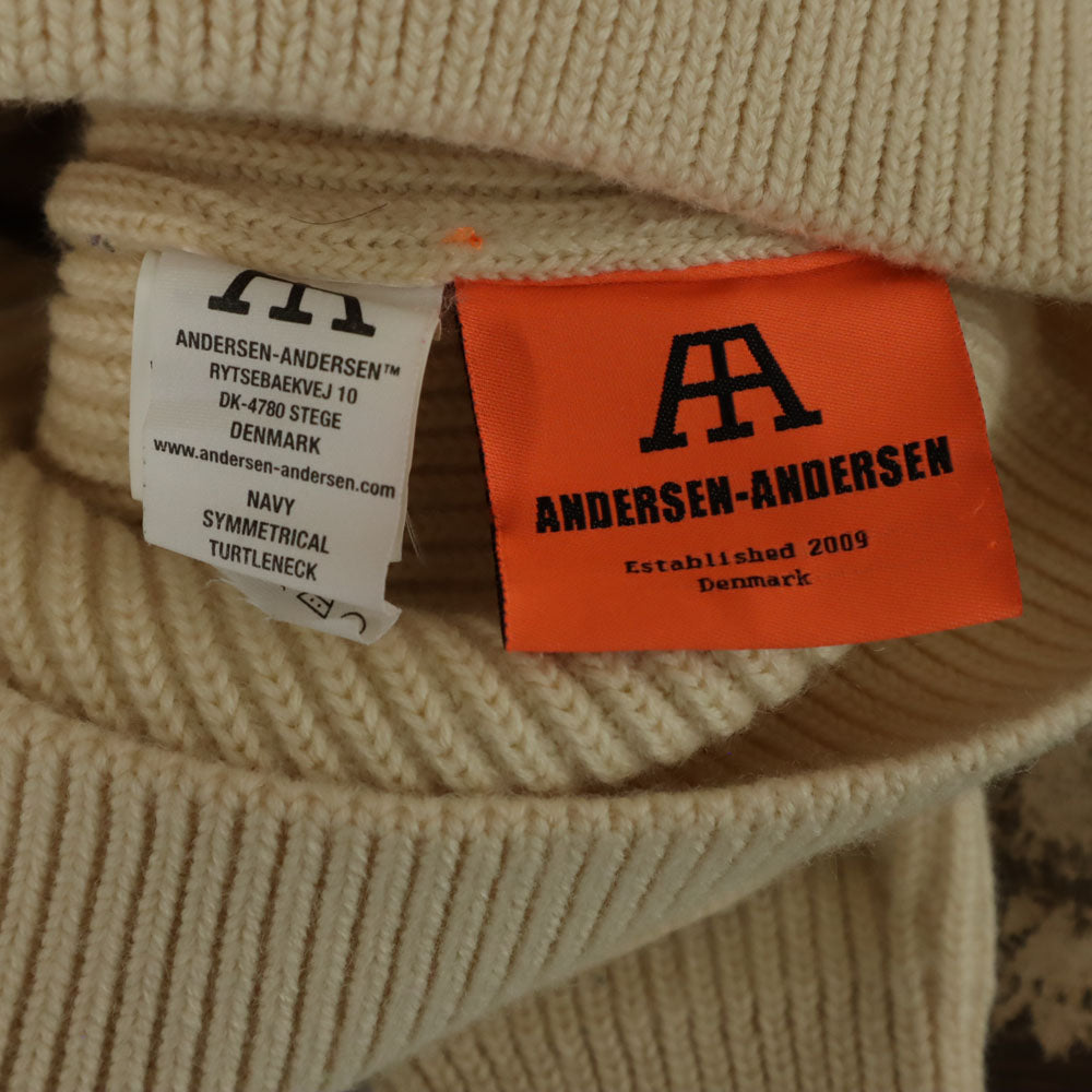 ANDERSEN-ANDERSEN アンデルセンアンデルセン イタリア製 長袖 タートルネック セーター S アイボリー リブニット メンズ