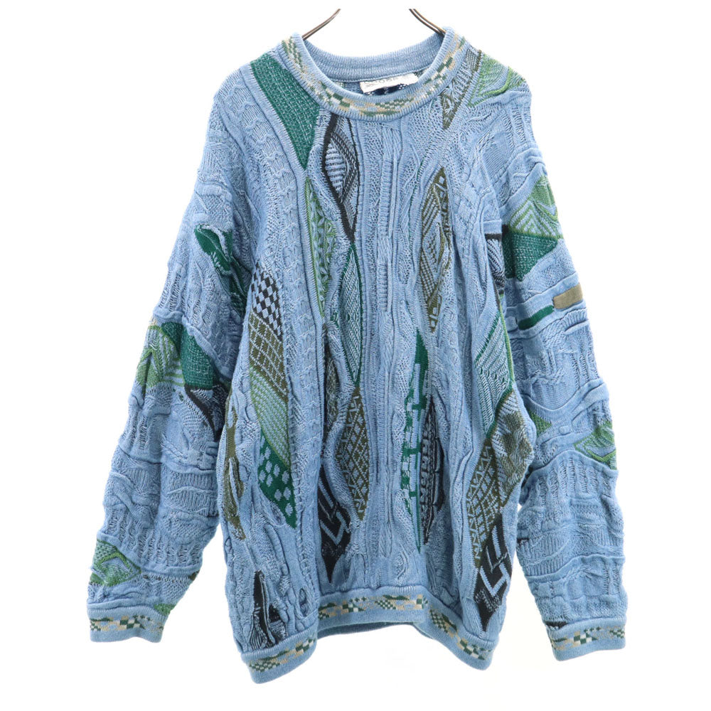 クージー 90s オーストラリア製 オールド 長袖 3D ニット L ブルー系 COOGI BLUES セーター メンズ