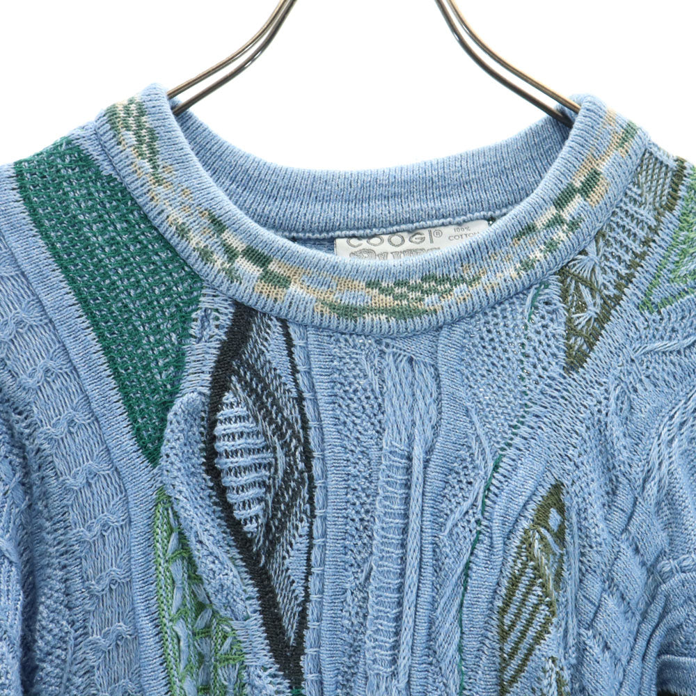 クージー 90s オーストラリア製 オールド 長袖 3D ニット L ブルー系 COOGI BLUES セーター メンズ