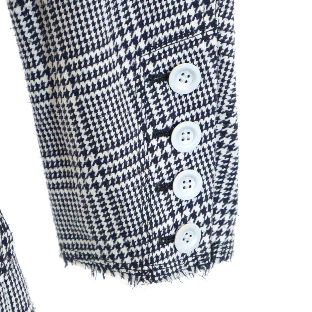 ジュンヤワタナベコムデギャルソン 2003年 日本製 ハウンドトゥース柄 カットオフ加工 ブレザー M ホワイト 他 JUNYA WATANABE COMME des GARCONS テーラードジャケット アンコン 千鳥格子 レディース