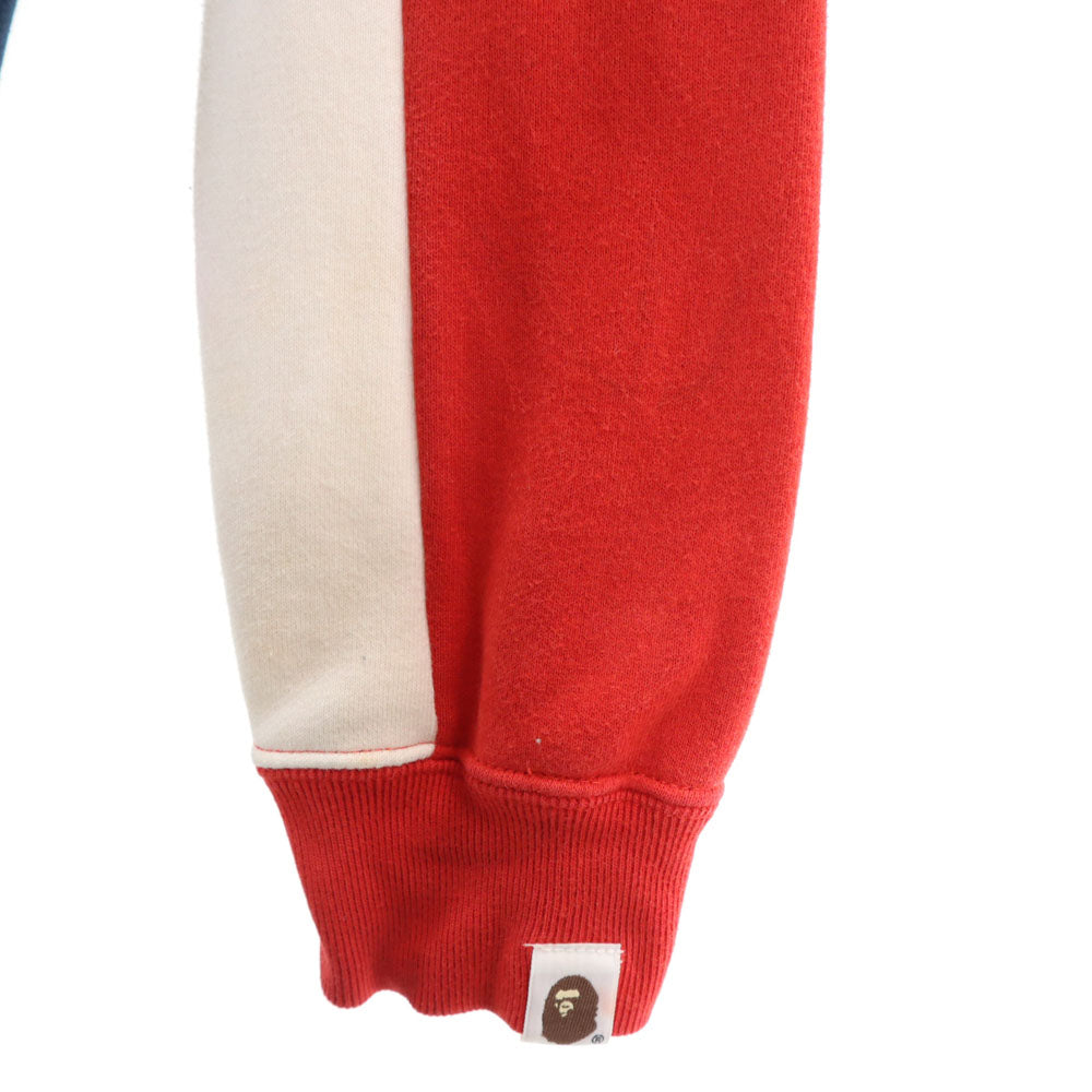 アベイシングエイプ 長袖 スウェット トレーナー XS 赤×白×ネイビー A BATHING APE 裏起毛 メンズ