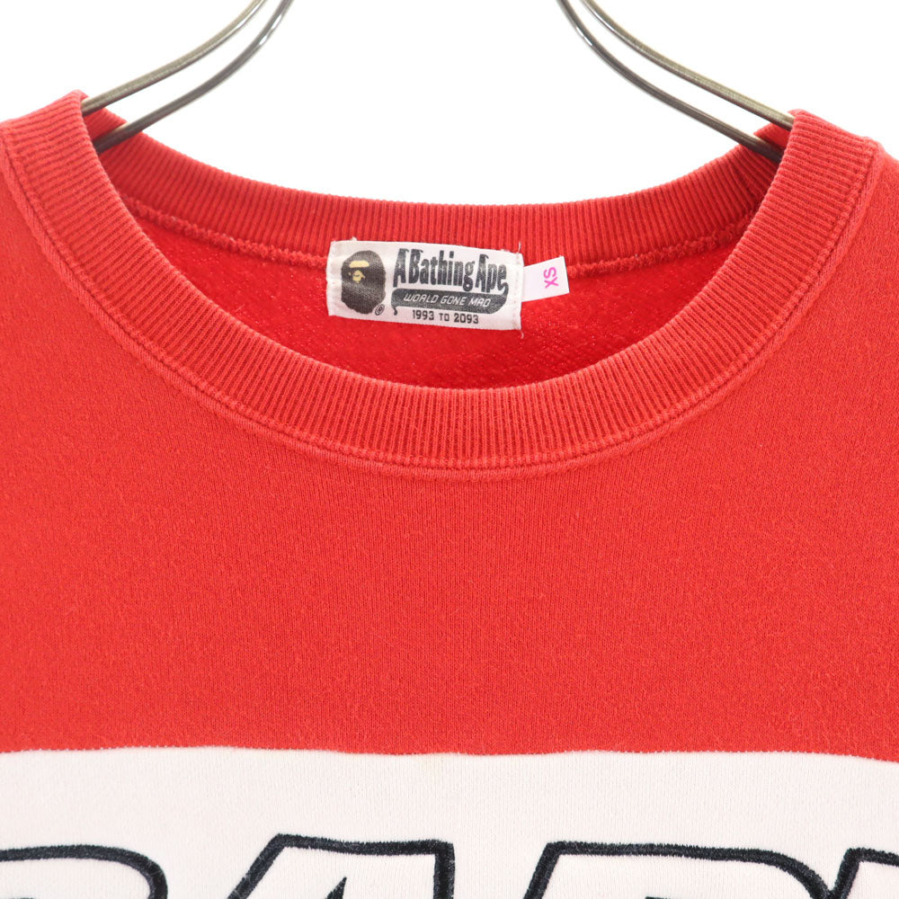 アベイシングエイプ 長袖 スウェット トレーナー XS 赤×白×ネイビー A BATHING APE 裏起毛 メンズ