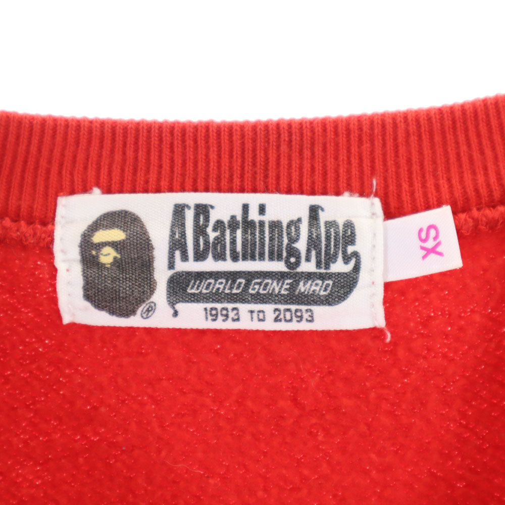 アベイシングエイプ 長袖 スウェット トレーナー XS 赤×白×ネイビー A BATHING APE 裏起毛 メンズ