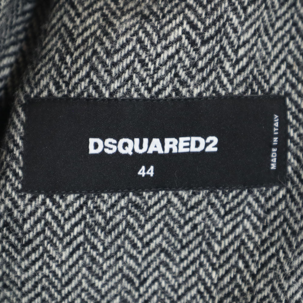ディースクエアード イタリア製 ヘリンボーン ツイード テーラードジャケット 44 ブラック 他 DSQUARED2 ブレザー エルボーパッチ メンズ