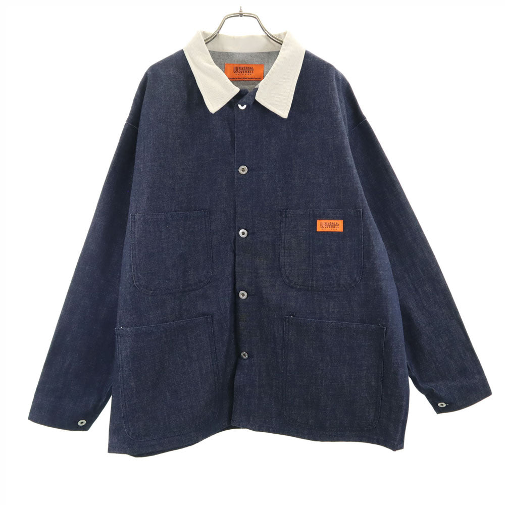 UNIVERSAL OVERALL ユニバーサルオーバーオール デニム カバーオール L インディゴ 襟コーデュロイ メンズ