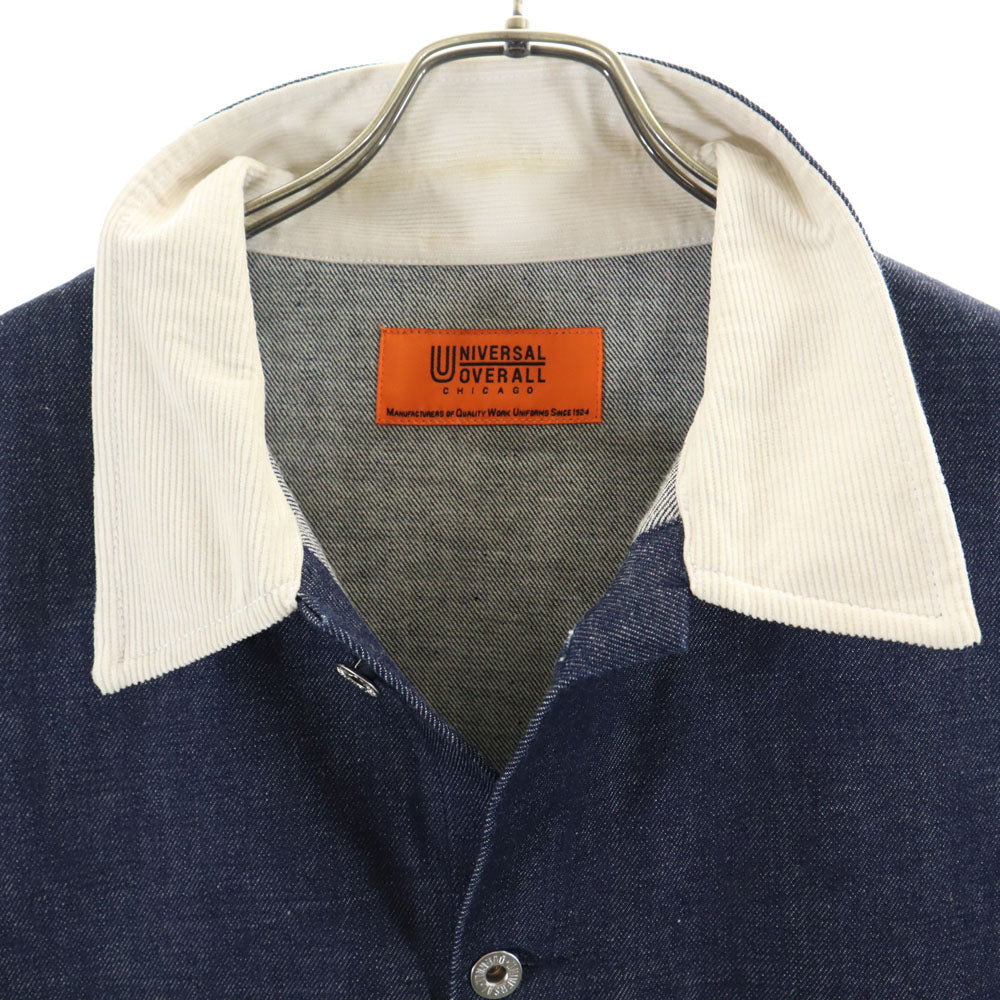 UNIVERSAL OVERALL ユニバーサルオーバーオール デニム カバーオール L インディゴ 襟コーデュロイ メンズ