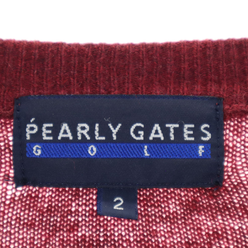 PEARLY GATES パーリーゲイツ イタリア製 ゴルフ 長袖 Vネック セーター 2 ボルドー GOLF ニット レディース