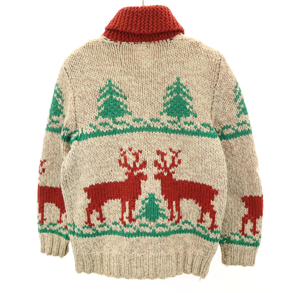 ヴィンテージ 50s 60s ライトニングジップ トナカイ柄 カウチンジャケット ベージュ VINTAGE ニット メンズ
