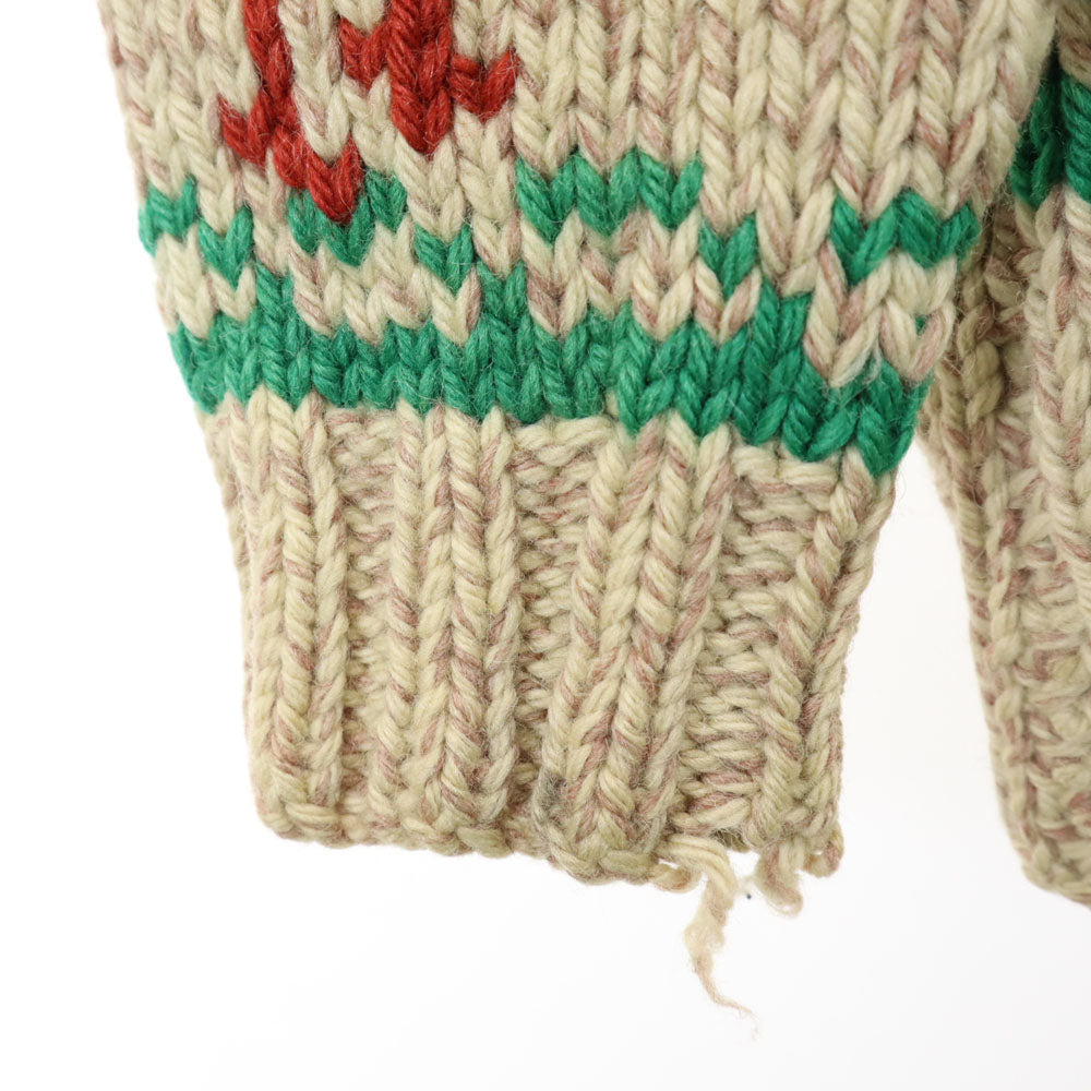 ヴィンテージ 50s 60s ライトニングジップ トナカイ柄 カウチンジャケット ベージュ VINTAGE ニット メンズ