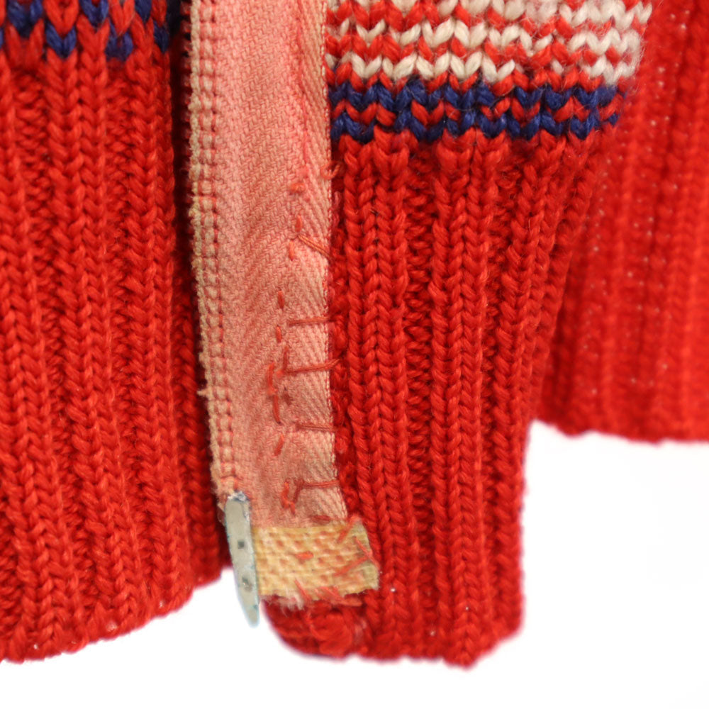 PFISTER 80s オールド 総柄 ニットジャケット レッド レディース