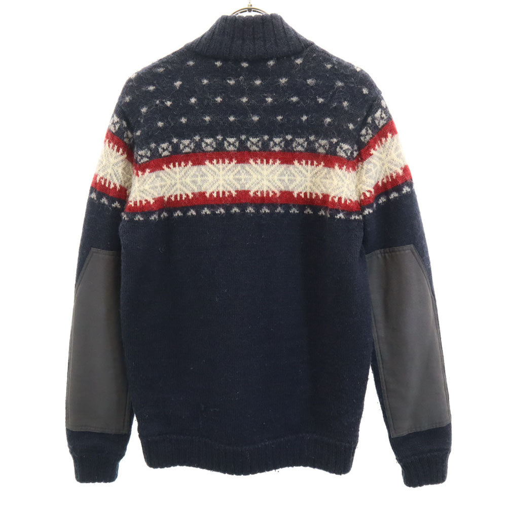 HYSTERIC GLAMOUR ヒステリックグラマー ノルディック柄 ニットジャケット S ネイビー ブルゾン メンズ