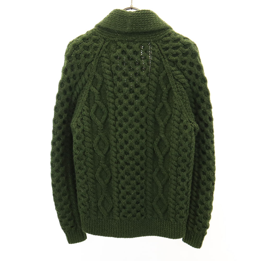 インバーアラン スコットランド製 長袖 ショールカラー ニットカーディガン グリーン INVERALLAN メンズ
