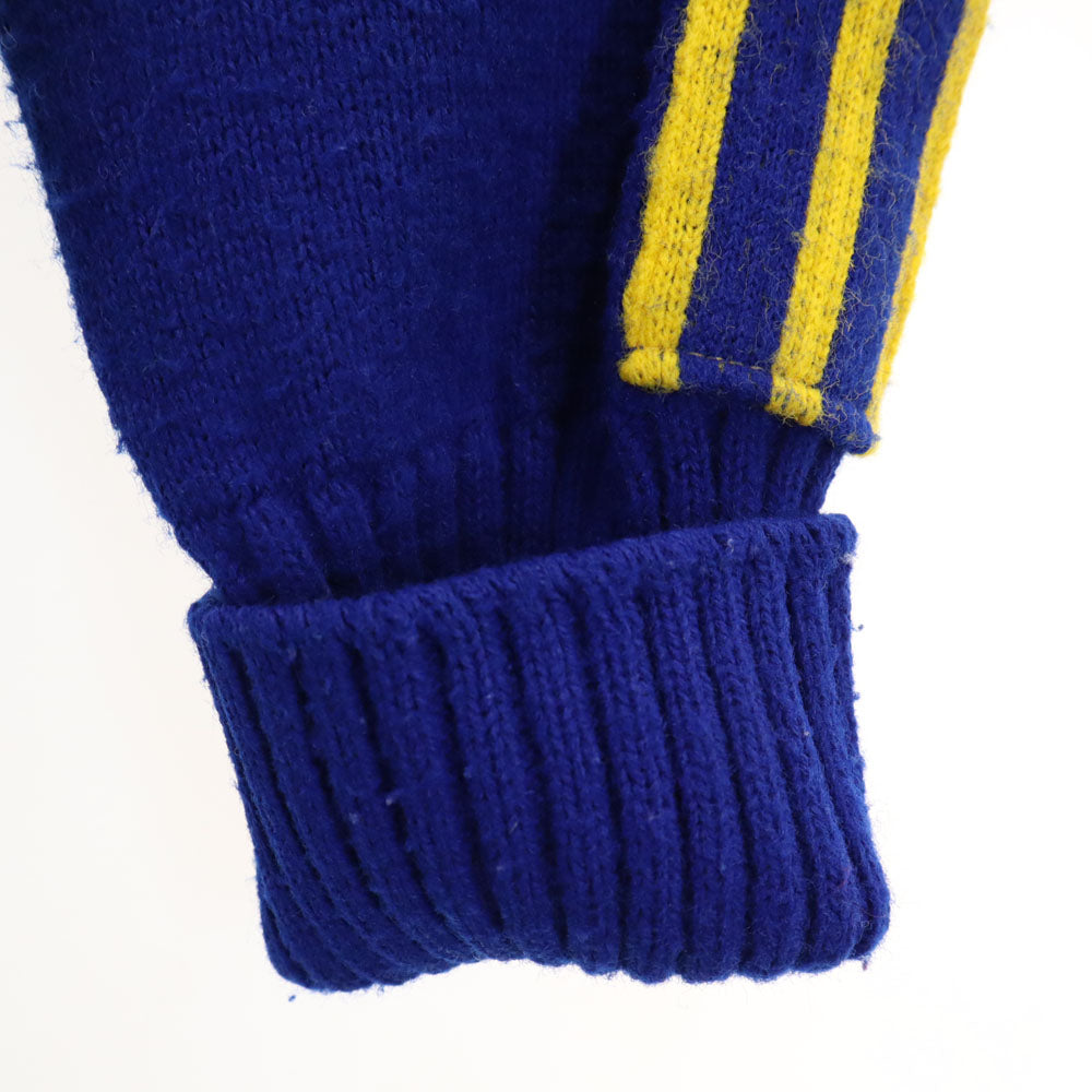 VINTAGE ヴィンテージ 70s レータード カレッジ Vネック ニットカーディガン ブルー 3ライン メンズ