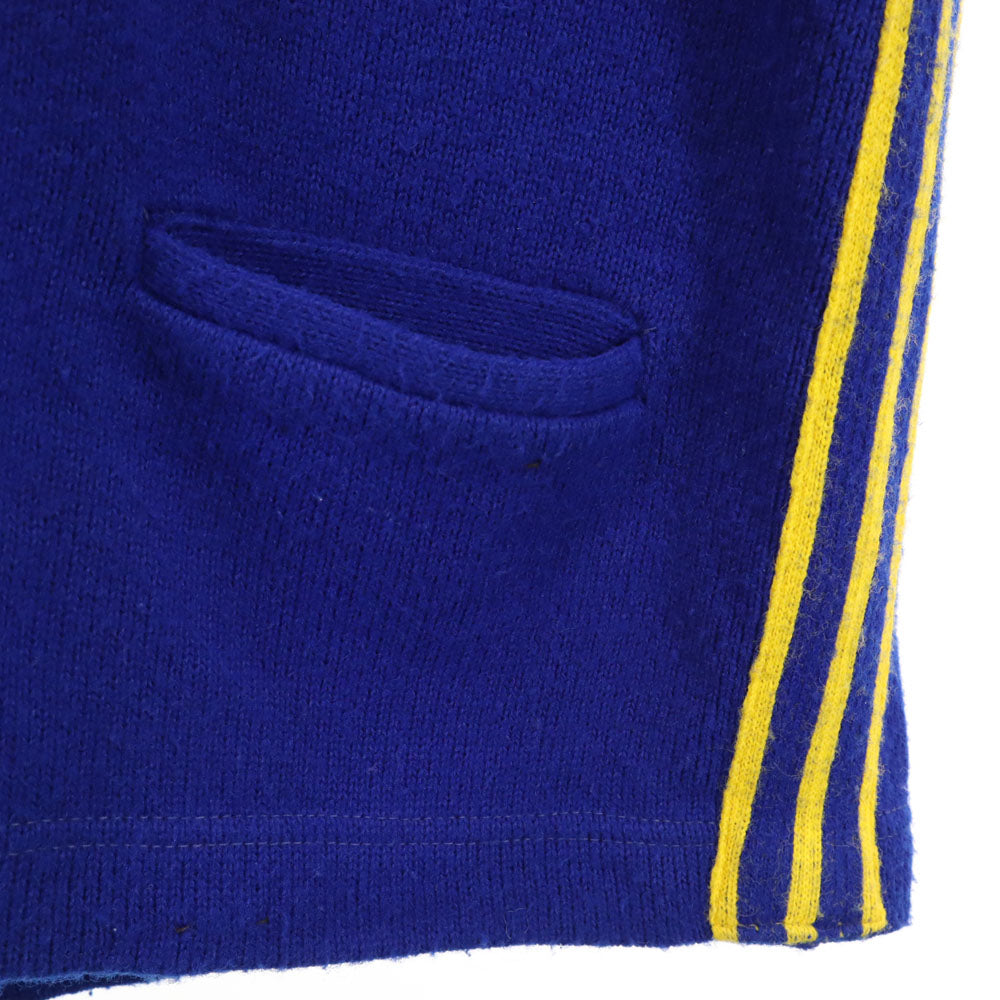 VINTAGE ヴィンテージ 70s レータード カレッジ Vネック ニットカーディガン ブルー 3ライン メンズ