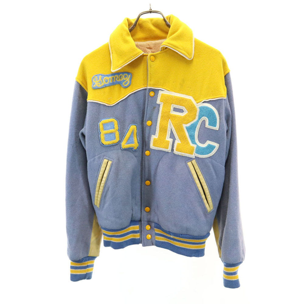 カンデル 80s ヴィンテージ レタードワッペン バーシティ ジャケット 38 グレー スタジャン メンズ