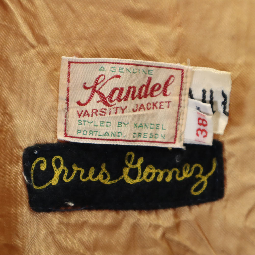 カンデル 80s ヴィンテージ レタードワッペン バーシティ ジャケット 38 グレー スタジャン メンズ