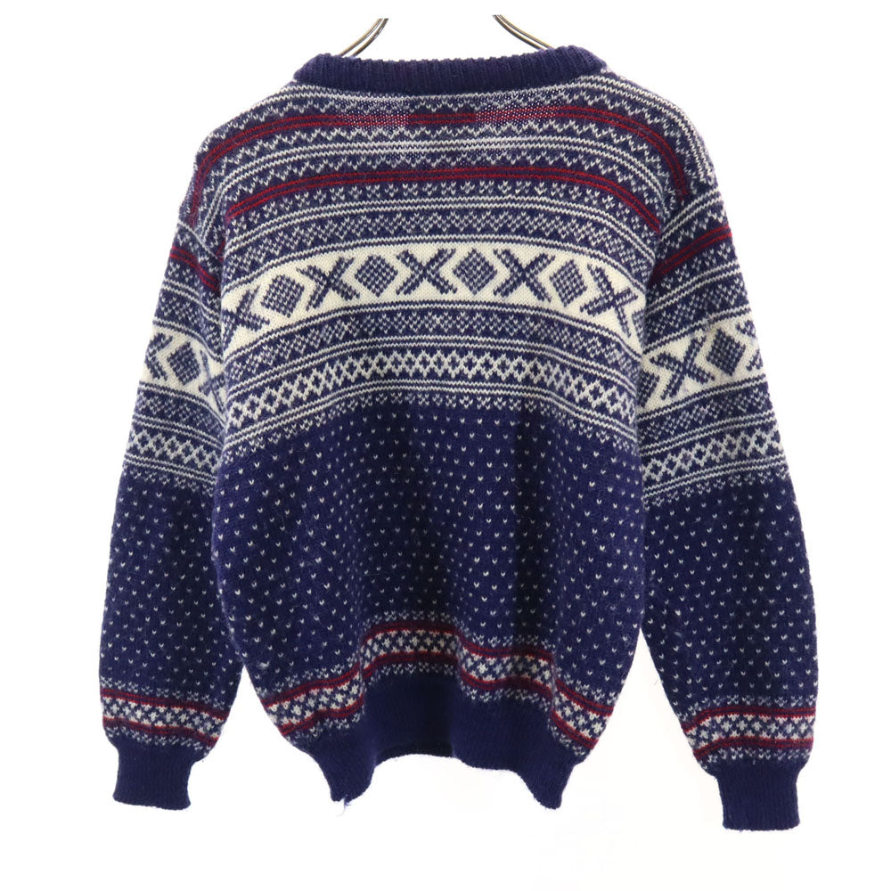 L.L.Bean エルエルビーン 80s ノルウェー製 ヴィンテージ フェアアイル柄 長袖 セーター M ネイビー ニット レディース
