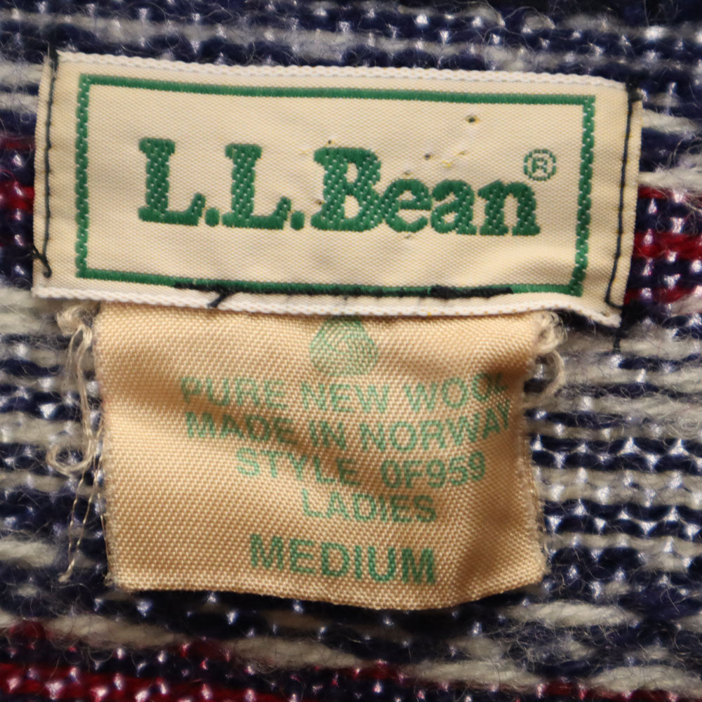 L.L.Bean エルエルビーン 80s ノルウェー製 ヴィンテージ フェアアイル柄 長袖 セーター M ネイビー ニット レディース