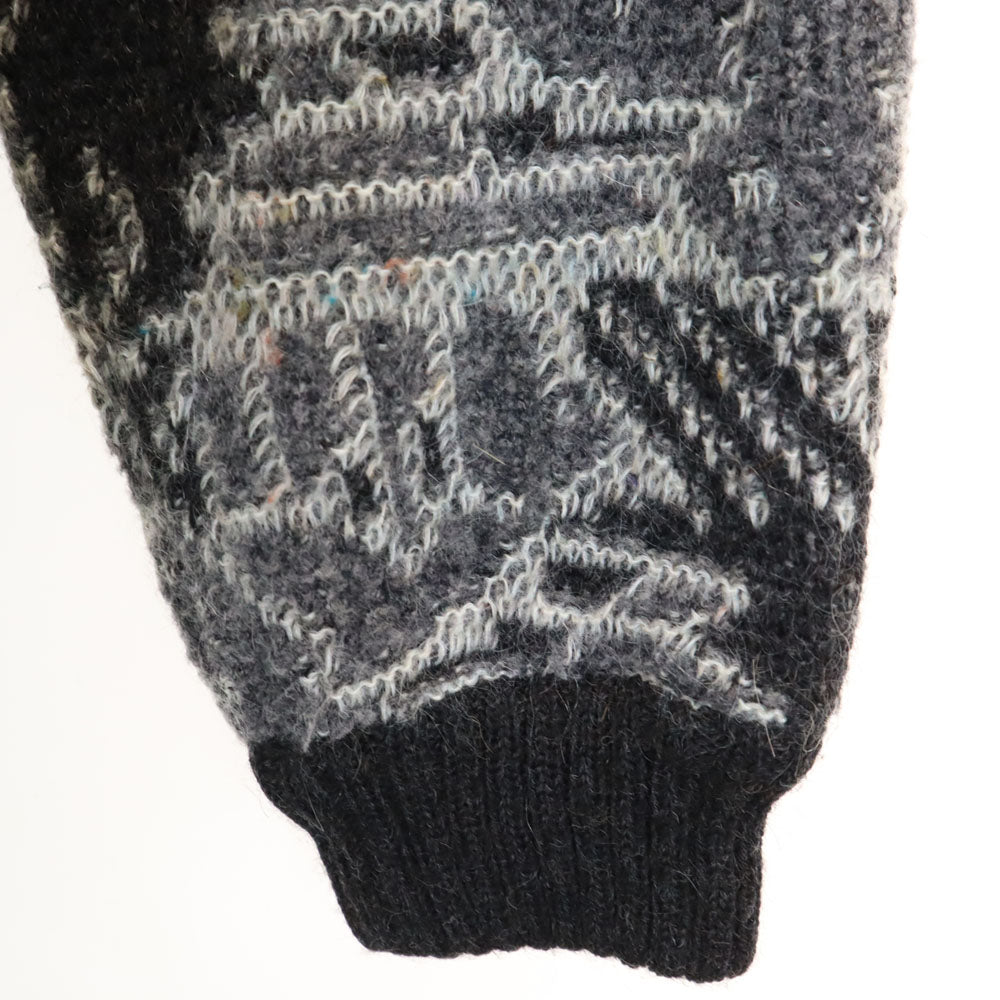 ジバンシイ ジェントルマン 80s 90s イタリア製 アルパカブレンド オールド 総柄 長袖 Vネック ニットカーディガン 46 グレー メンズ