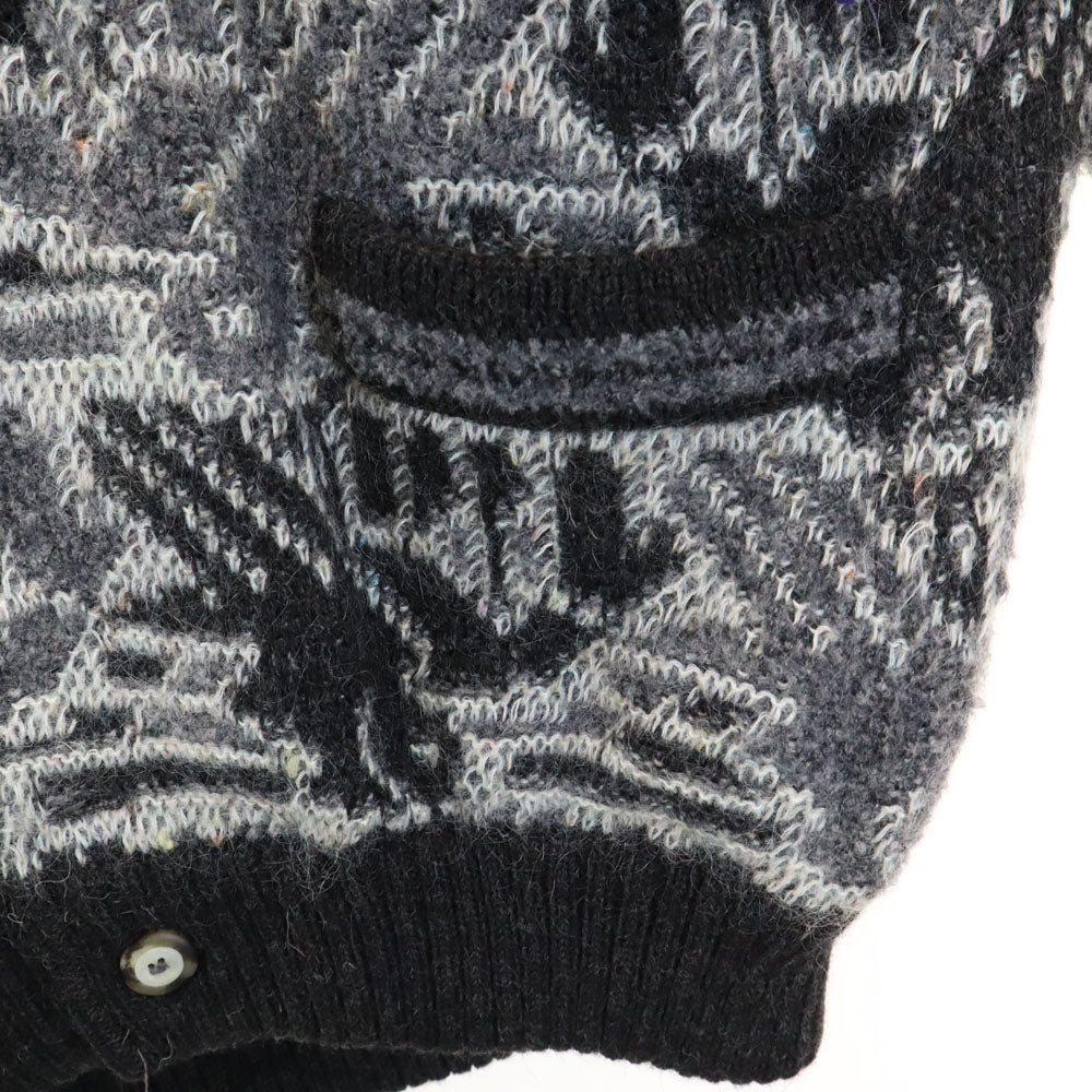 ジバンシイ ジェントルマン 80s 90s イタリア製 アルパカブレンド オールド 総柄 長袖 Vネック ニットカーディガン 46 グレー メンズ