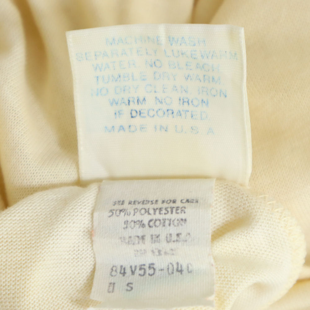 FSSC SPORTS WEAR 80s 90s USA製 オールド メッシュ切り替 半袖 Vネック Tシャツ S アイボリー FSSC SPORTS WEAR レディース