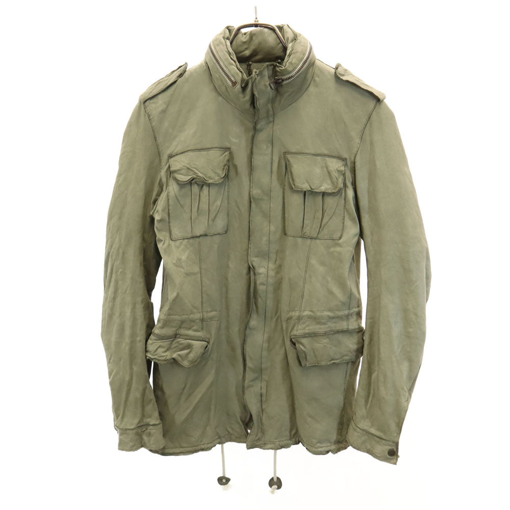 シシ 日本製 牛革 レザージャケット S カーキ Sisii メンズ