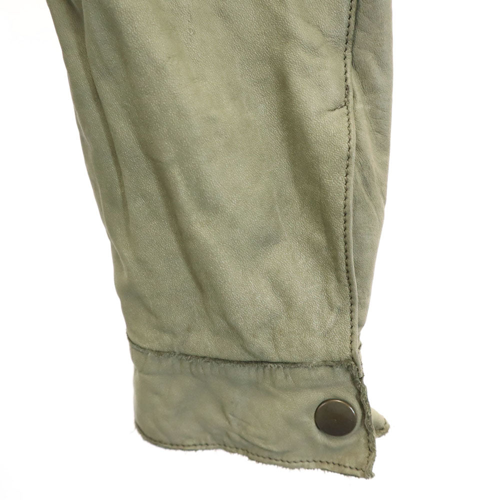 シシ 日本製 牛革 レザージャケット S カーキ Sisii メンズ