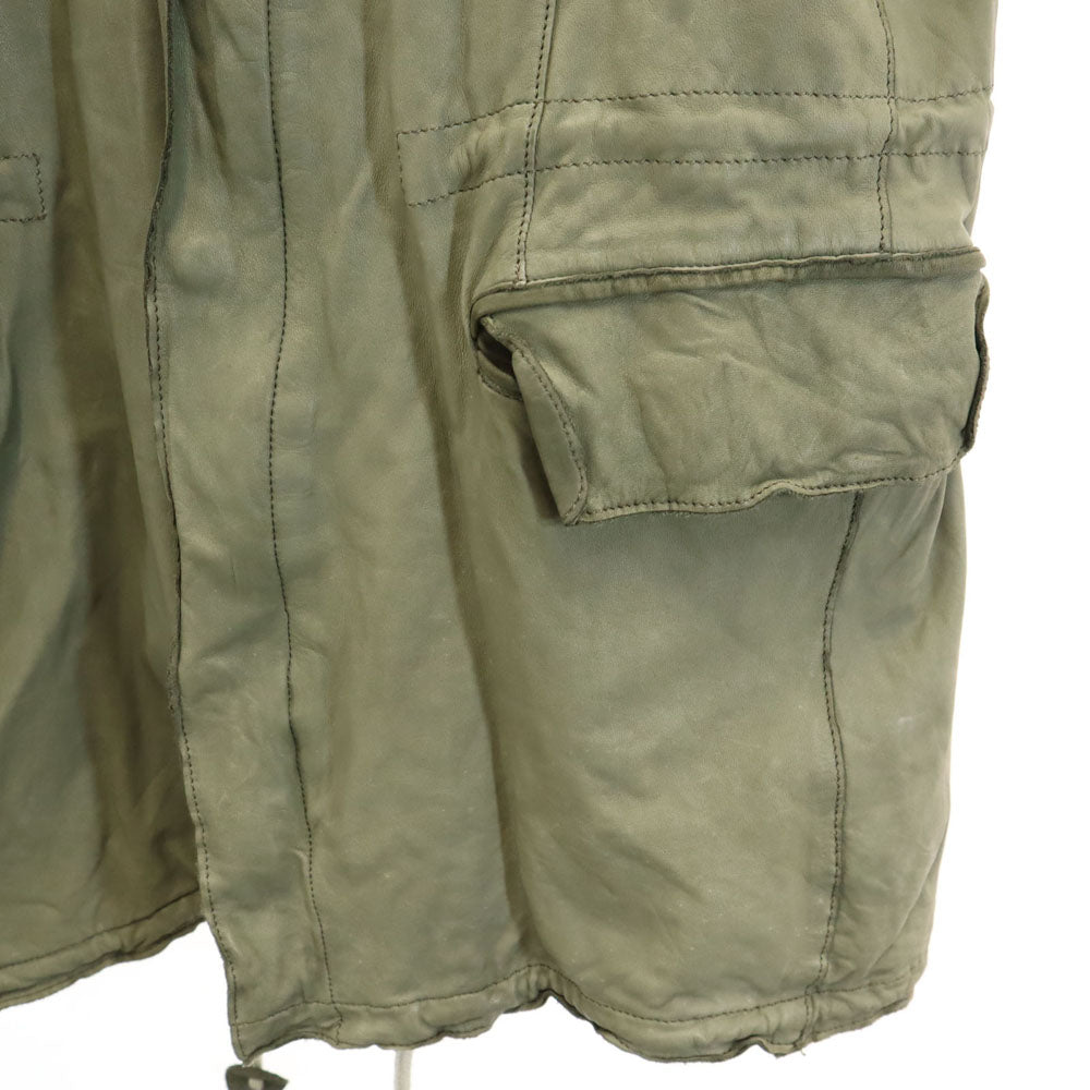 シシ 日本製 牛革 レザージャケット S カーキ Sisii メンズ