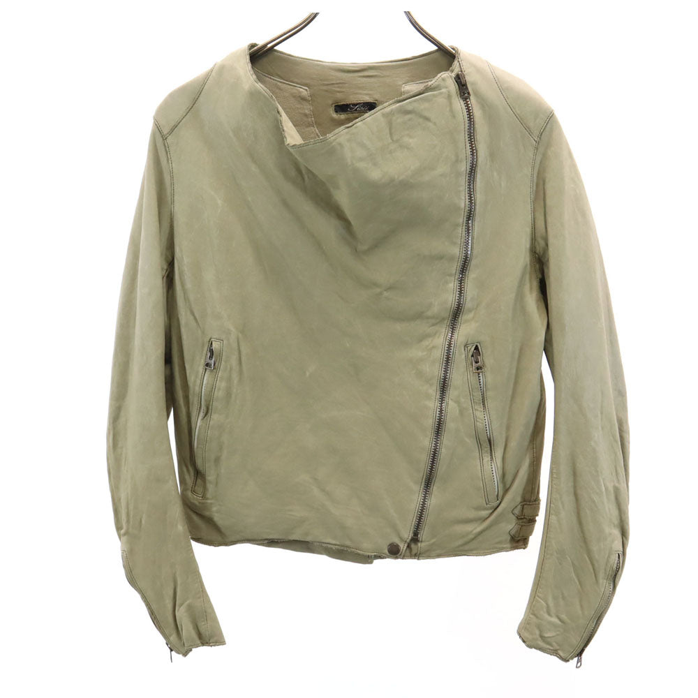 Sisii シシ 日本製 牛革 レザージャケット XS ベージュ レディース